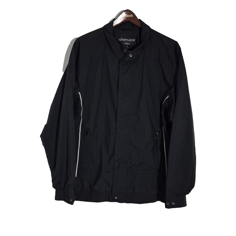 FootJoy DryJoys Jacket Mens Large‎ Black Waterproof Golf Windbreaker Lined
